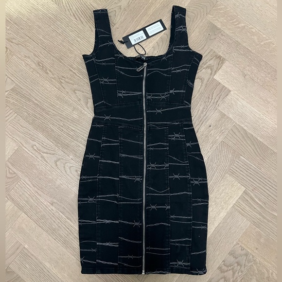 Barbed wire corset denim dress BNWT - Picture 2 of 8